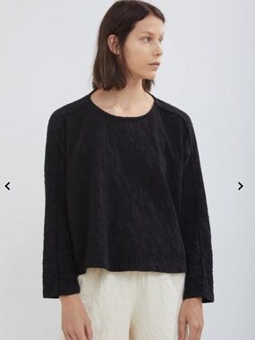 Black Crane Jacquard Top - XS
